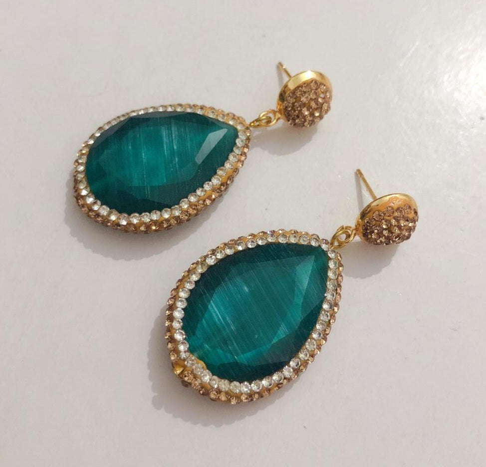 NYSA Stone Pendant Earrings - Zoha Los Angeles