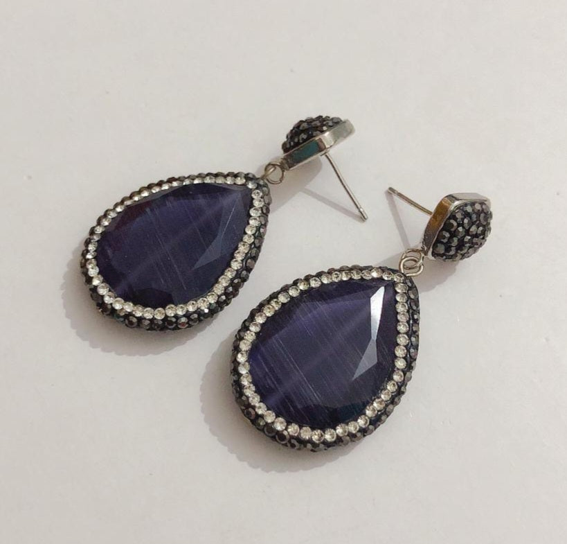 NYSA Stone Pendant Earrings - Zoha Los Angeles