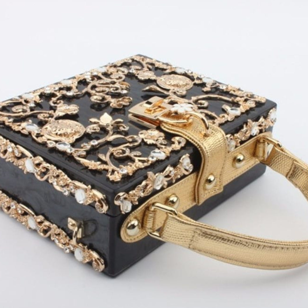 Black Acrylic Luxury Lock Handbag - Zoha Los Angeles
