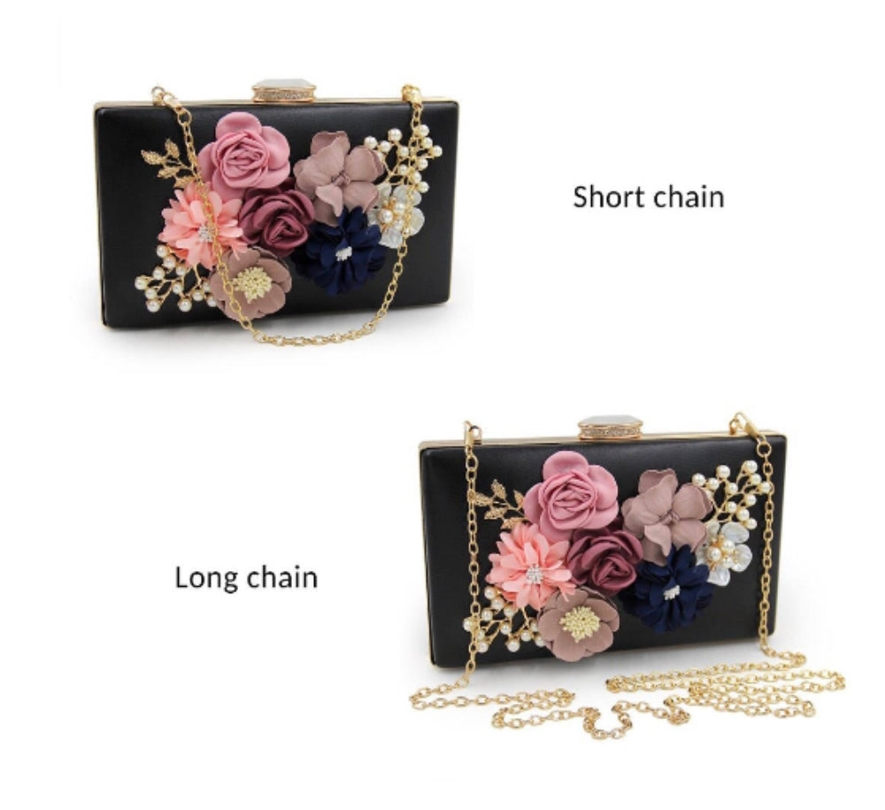 Black Flower Clutch - Zoha Los Angeles