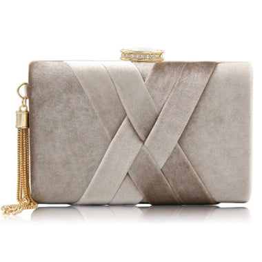 Beige Velvet Clutch - Zoha Los Angeles