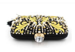 Black and Yellow Trendy Tassel Clutch - Zoha Los Angeles