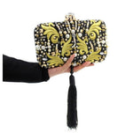Black and Yellow Trendy Tassel Clutch - Zoha Los Angeles