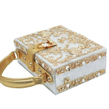 White Acrylic Luxury Lock Handbag - Zoha Los Angeles