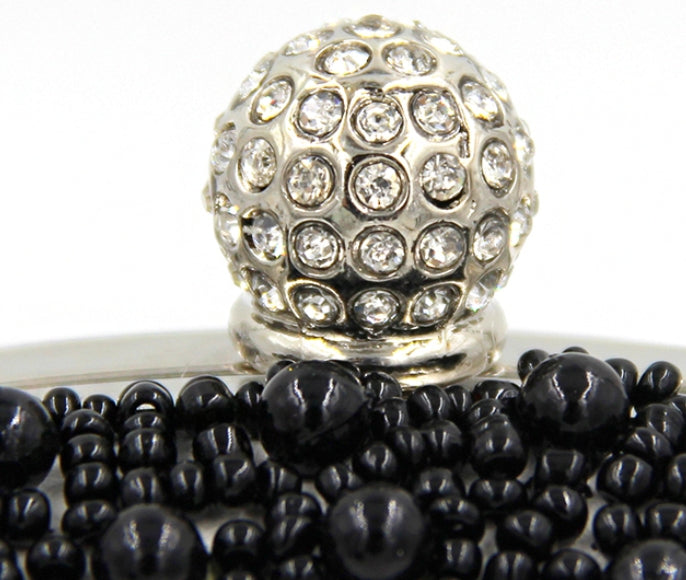 White Clutch with Black Beads - Zoha Los Angeles
