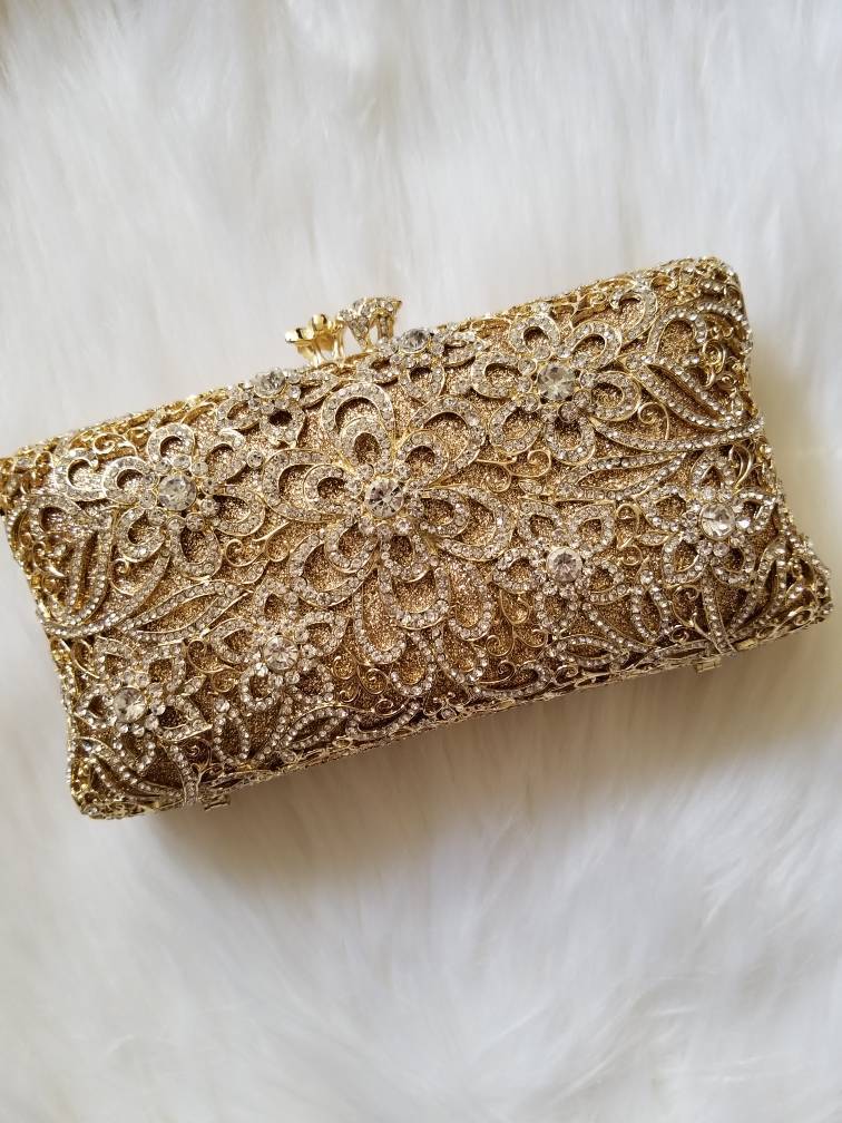 Luxury Gold Crystal Clutch - Zoha Los Angeles