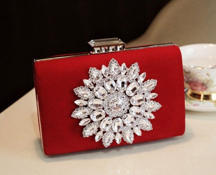 Red Crystal Clutch - Zoha Los Angeles