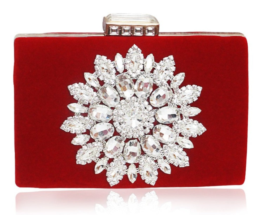 Red Crystal Clutch - Zoha Los Angeles