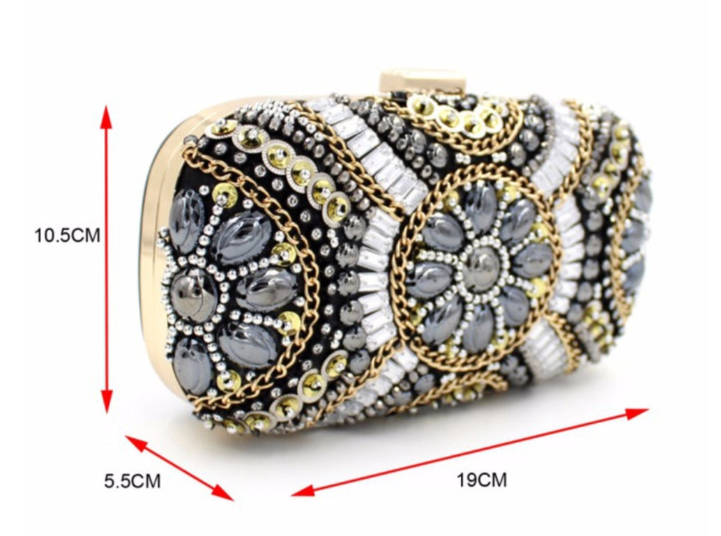 Crystal Gray Clutch - Zoha Los Angeles