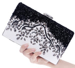 White Clutch with Black Beads - Zoha Los Angeles