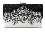 White Clutch with Black Beads - Zoha Los Angeles