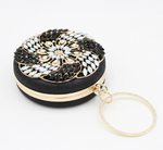 Black Crystal Round Clutch - Zoha Los Angeles