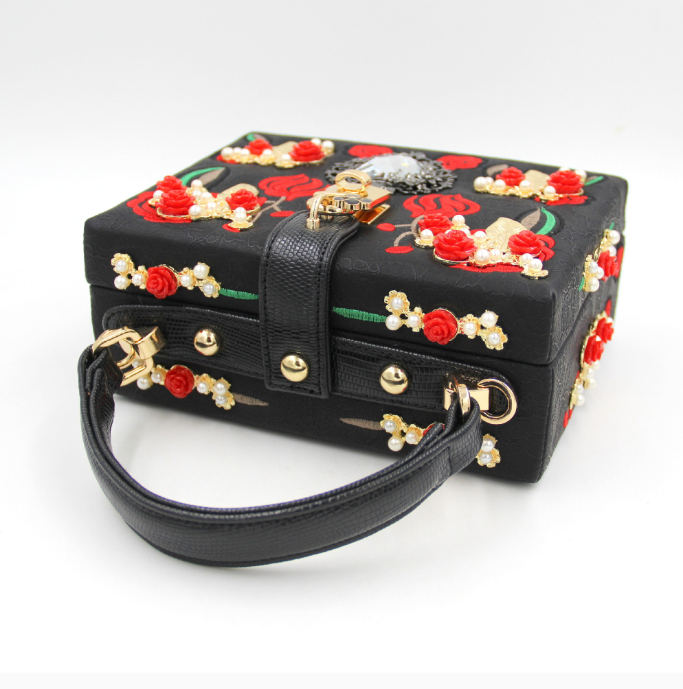 Black Embroidered Luxury Handbag - Zoha Los Angeles