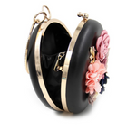 Black Flower Round Clutch - Zoha Los Angeles