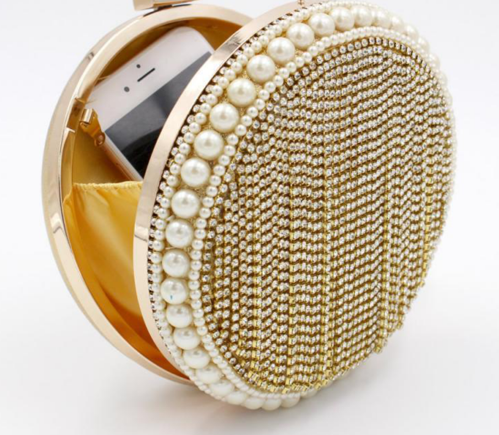 Gold Round Clutch - Zoha Los Angeles