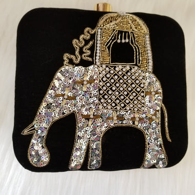 Ethnic Embroidered Black Clutch - Zoha Los Angeles