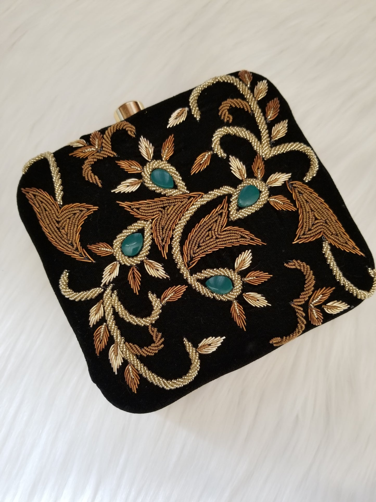 Black Embroidery Clutch - Zoha Los Angeles