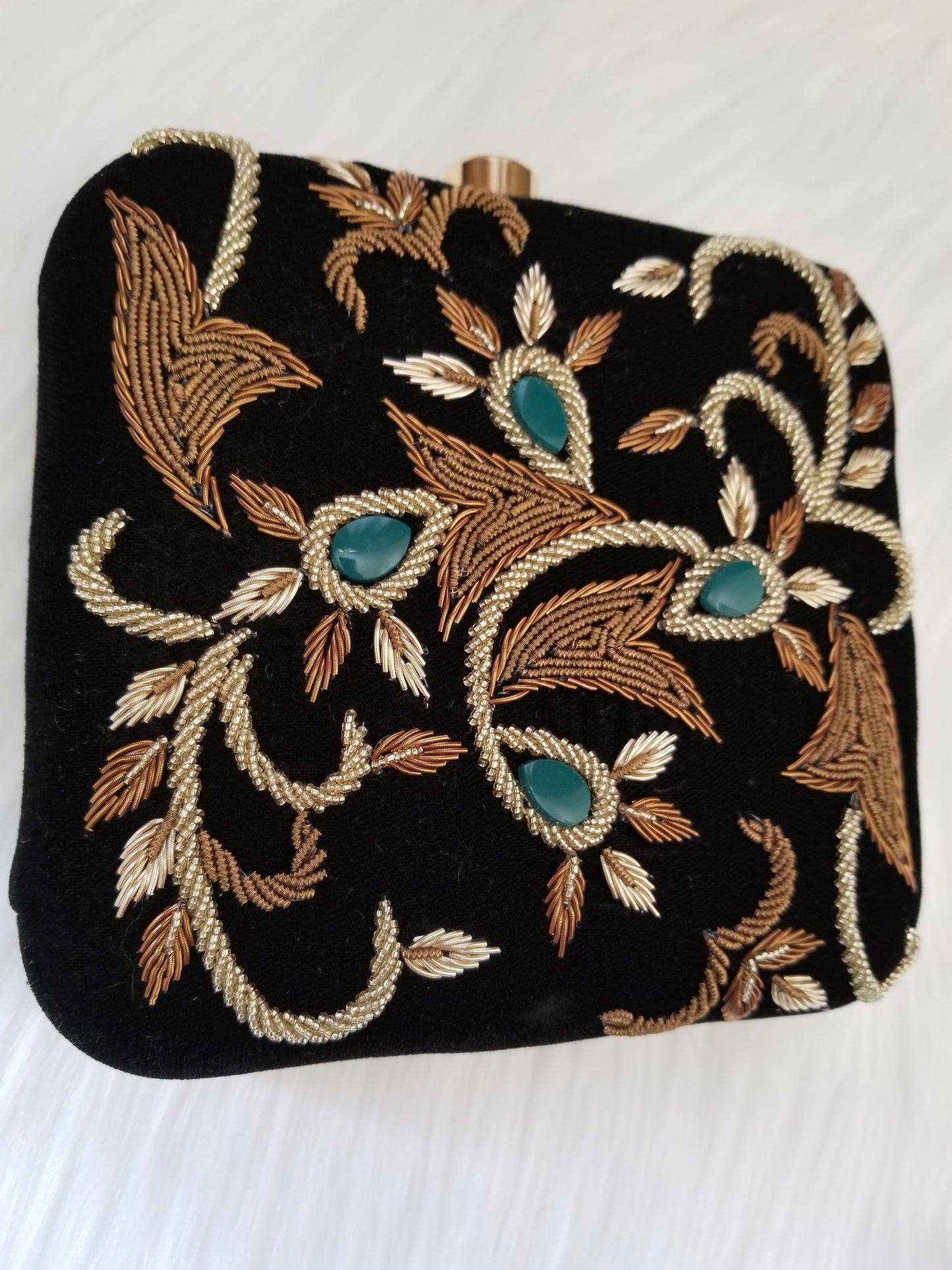 Black Embroidery Clutch - Zoha Los Angeles