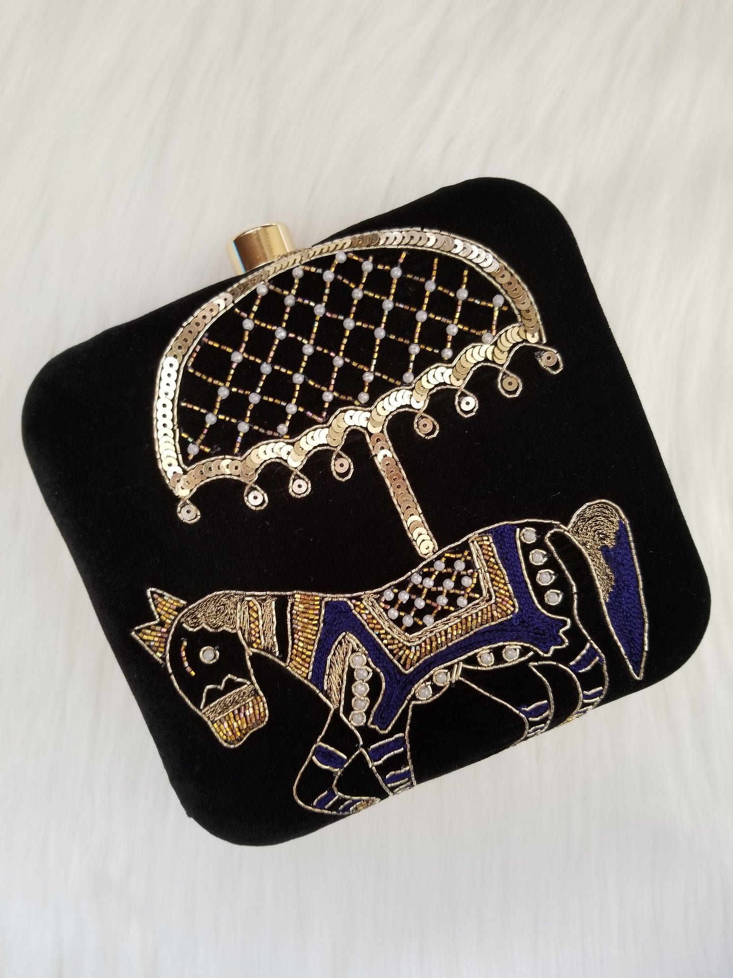 Embroidered Horse Clutch - Zoha Los Angeles