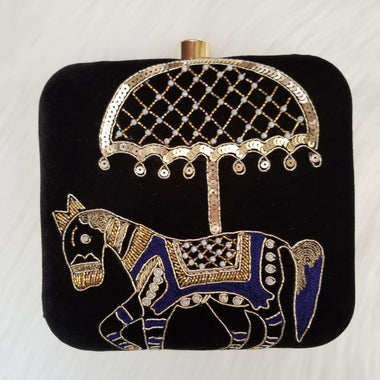 Embroidered Horse Clutch - Zoha Los Angeles