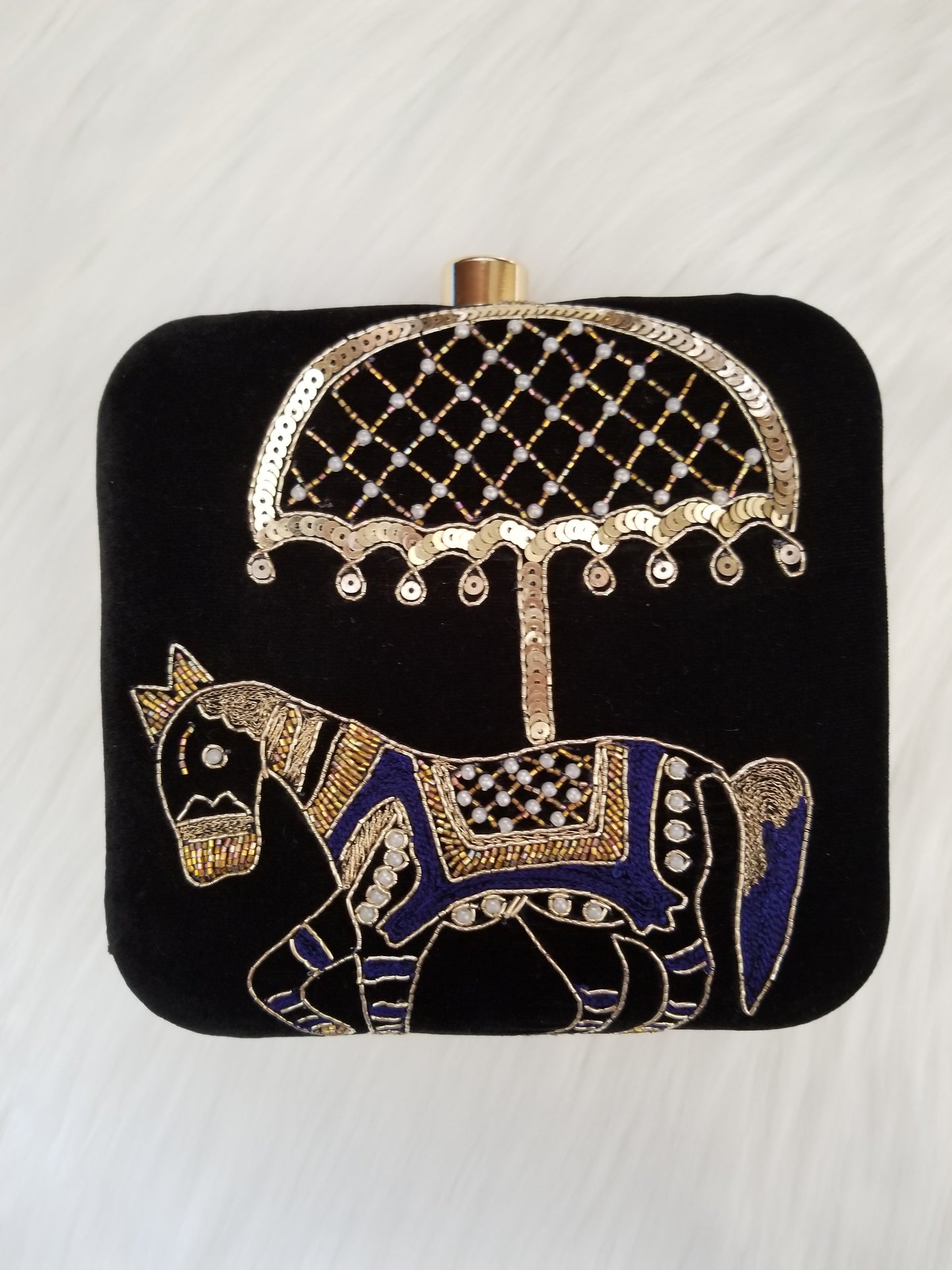 Embroidered Horse Clutch - Zoha Los Angeles