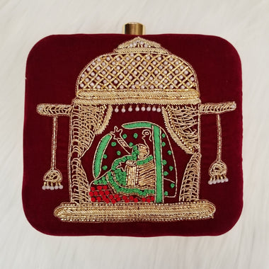 Red Embroiderey Clutch - Zoha Los Angeles