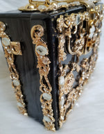 Black Acrylic Luxury Lock Handbag - Zoha Los Angeles