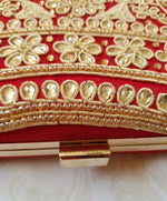 Red Kundan Clutch - Zoha Los Angeles