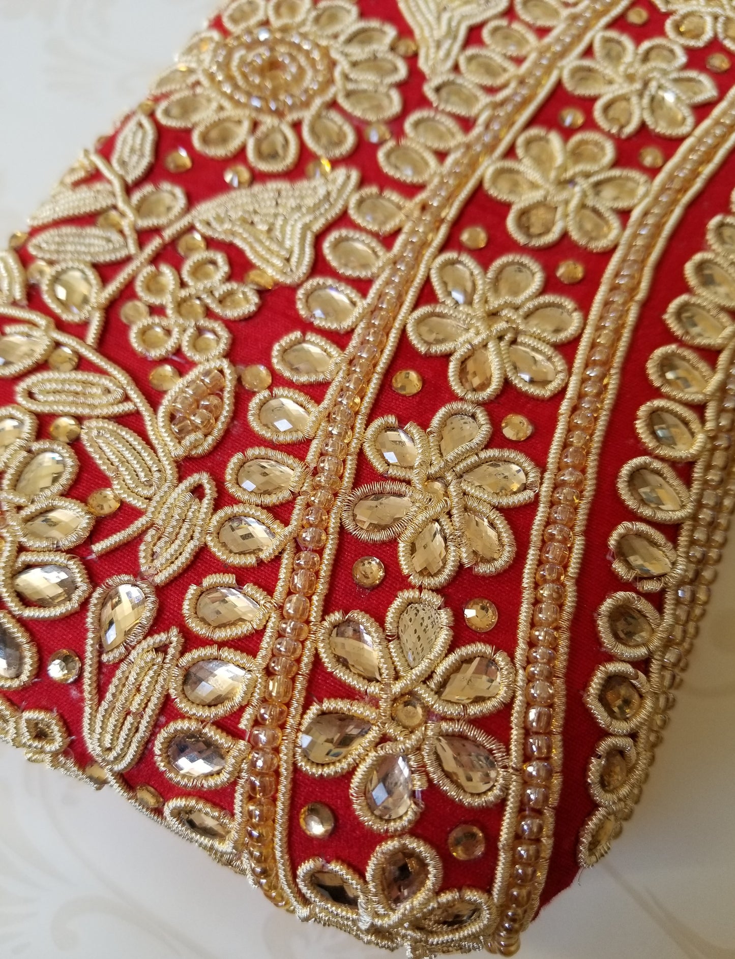 Red Kundan Clutch - Zoha Los Angeles