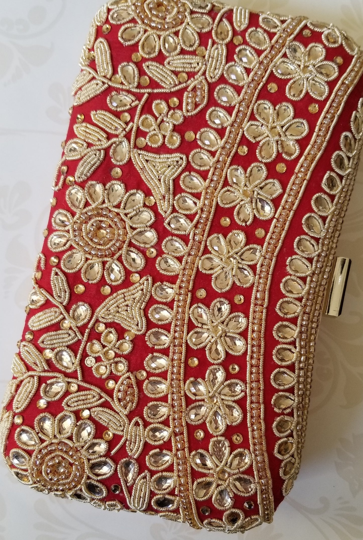 Red Kundan Clutch - Zoha Los Angeles