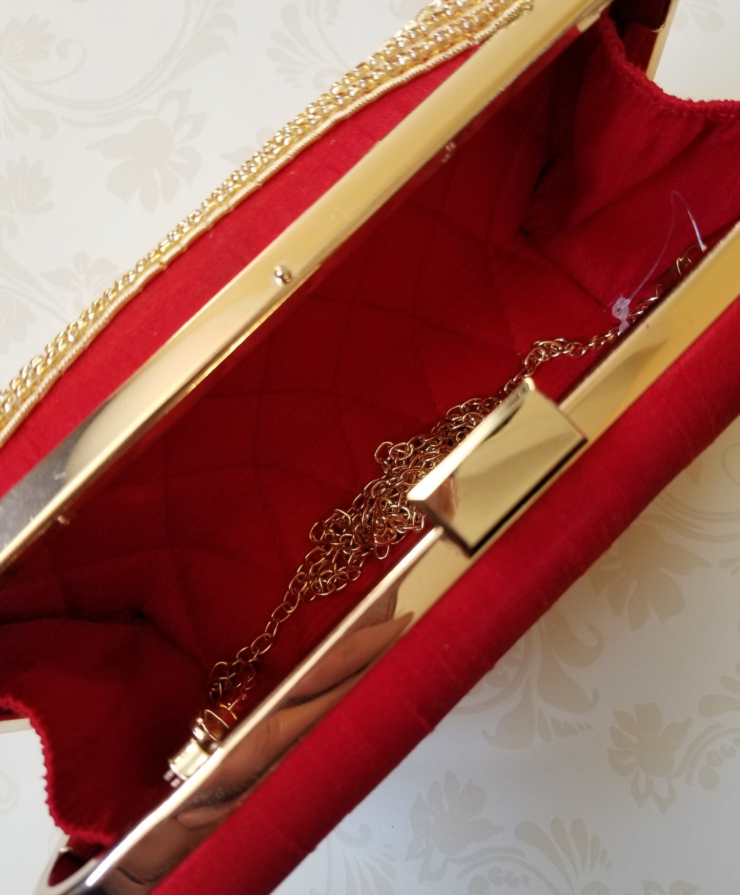 Red Kundan Clutch - Zoha Los Angeles