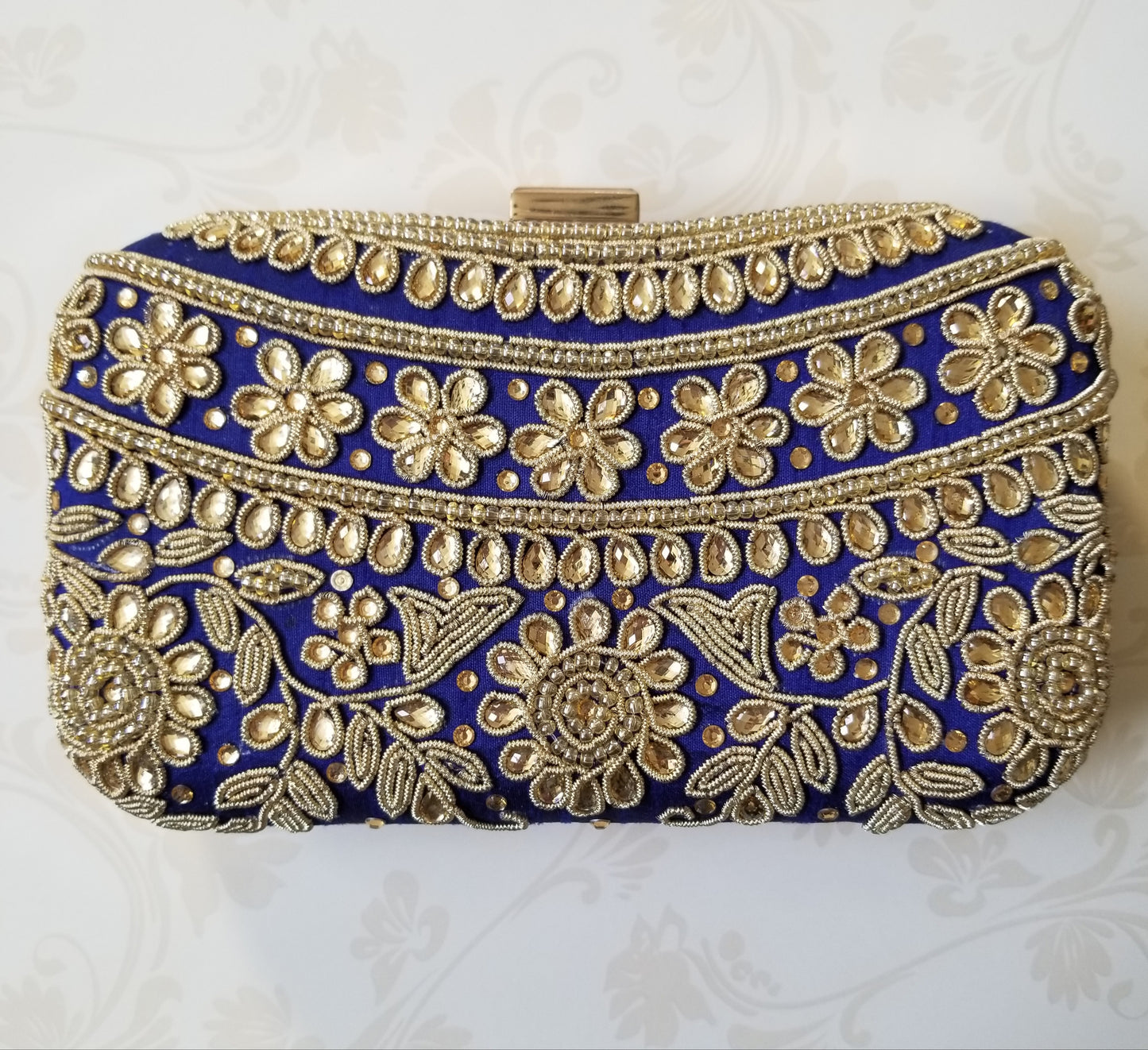 Blue Kundan Clutch - Zoha Los Angeles