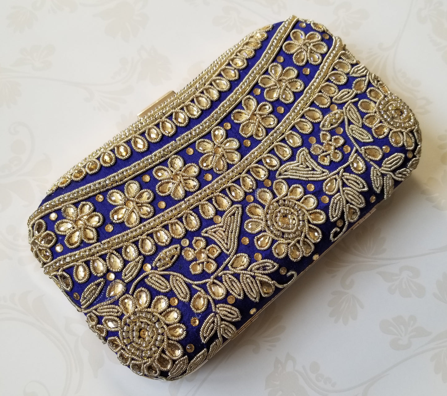 Blue Kundan Clutch - Zoha Los Angeles