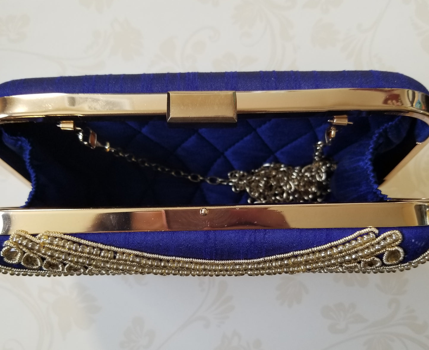 Blue Kundan Clutch - Zoha Los Angeles