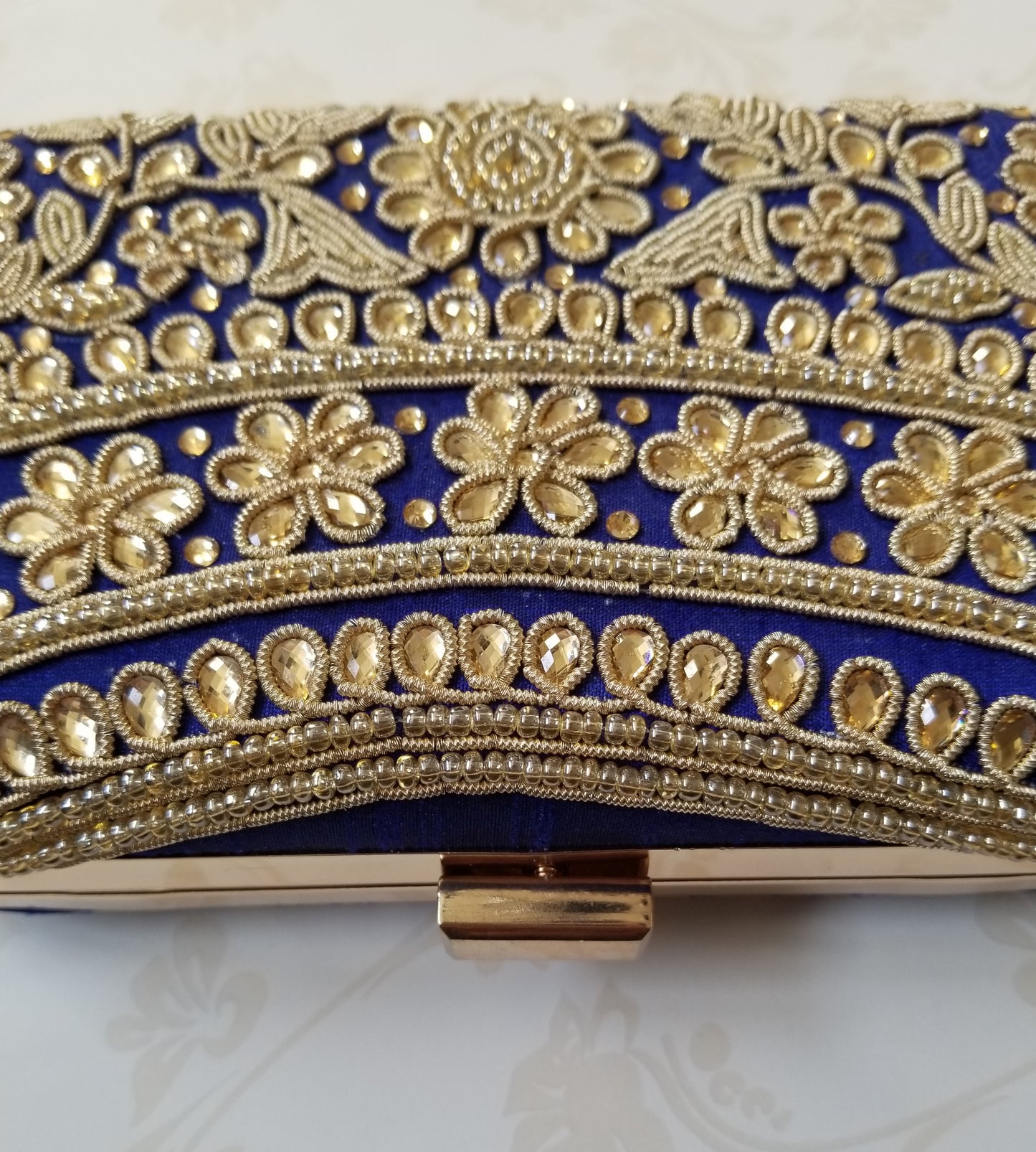 Blue Kundan Clutch - Zoha Los Angeles