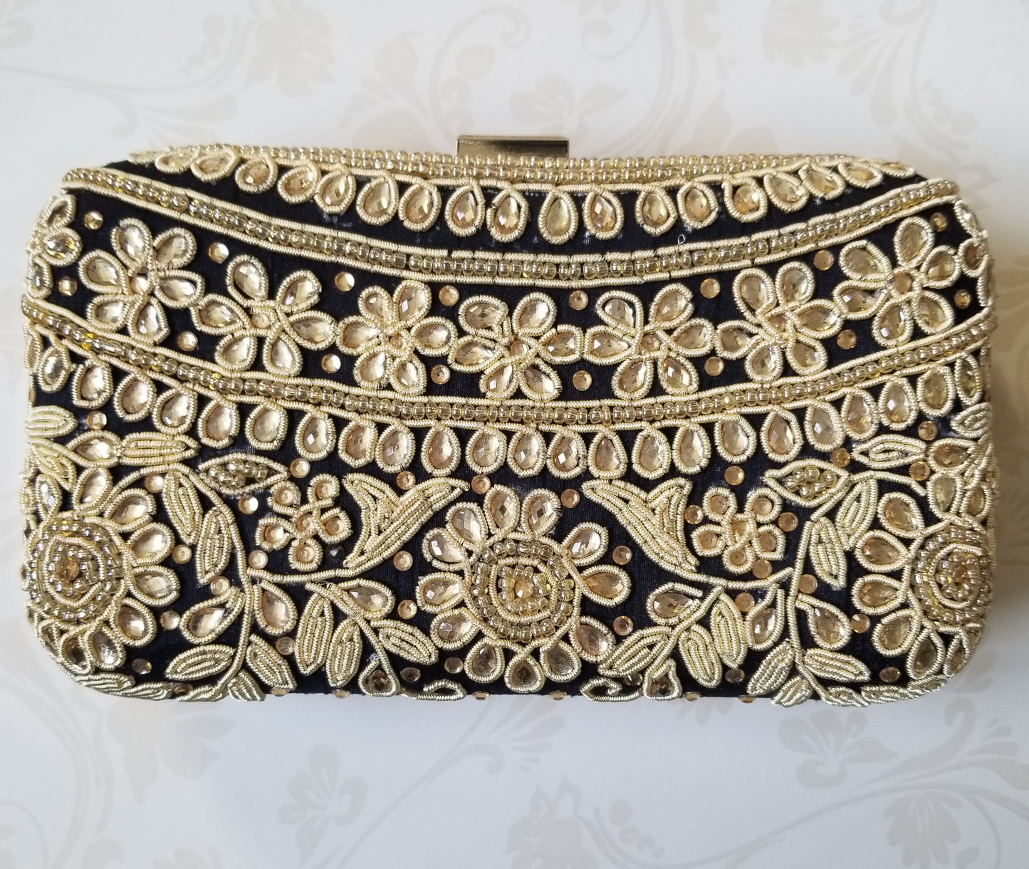 Black Kundan Clutch - Zoha Los Angeles