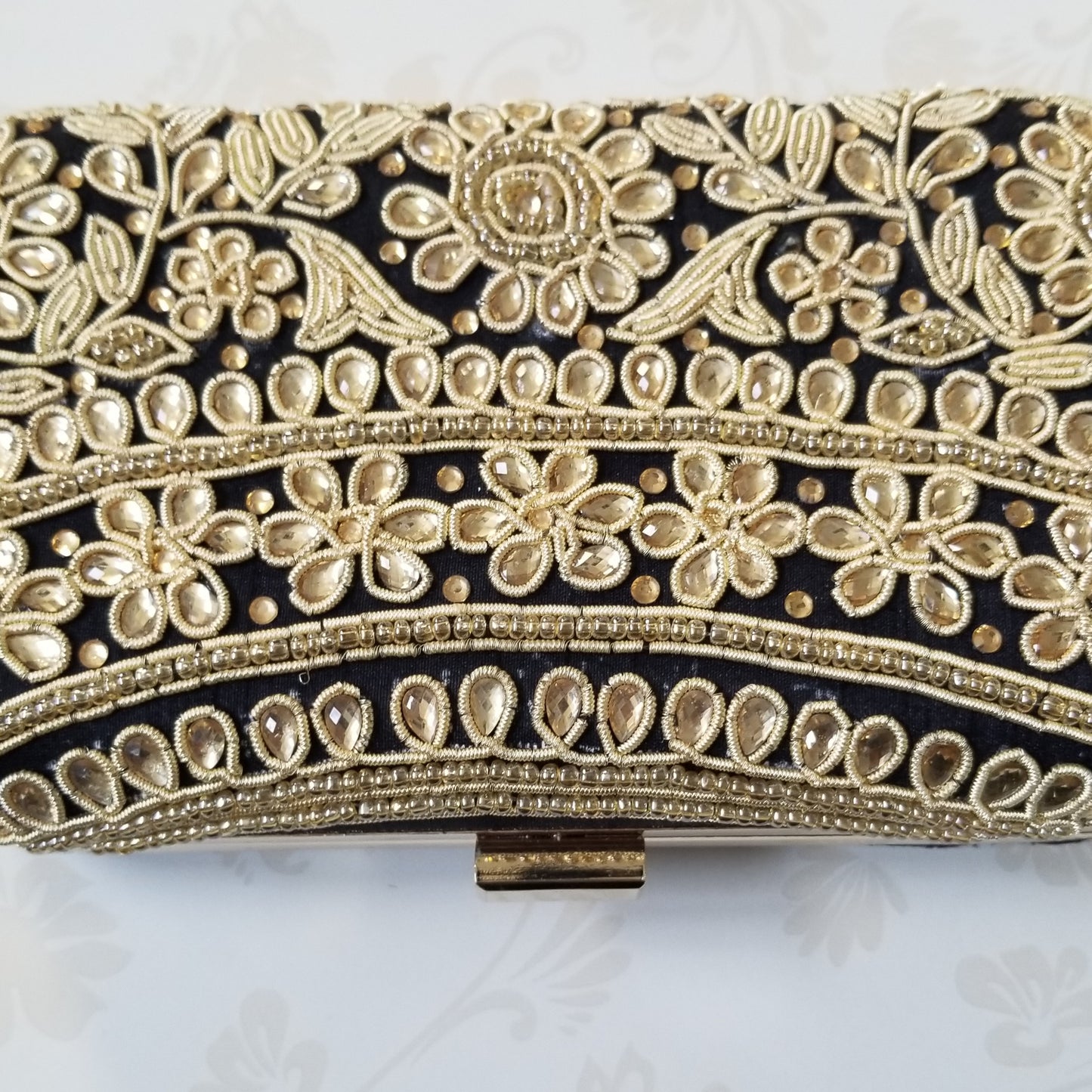 Black Kundan Clutch - Zoha Los Angeles