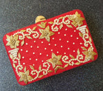 Red Embroidered Clutch - Zoha Los Angeles