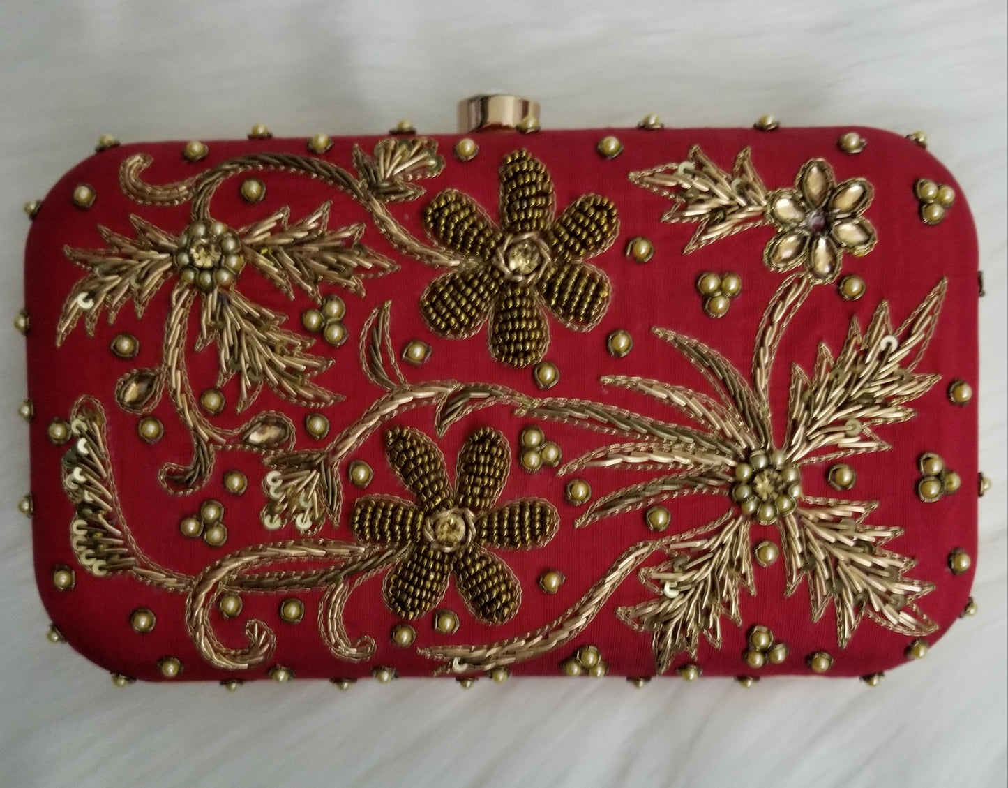 Red Embroidered Clutch - Zoha Los Angeles