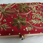 Red Embroidered Clutch - Zoha Los Angeles