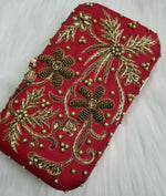 Red Embroidered Clutch - Zoha Los Angeles