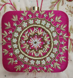 Pink Ethnic Embroidered Clutch - Zoha Los Angeles