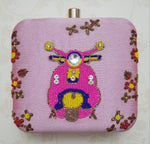 Pink Ethnic Embroidered Clutch - Zoha Los Angeles