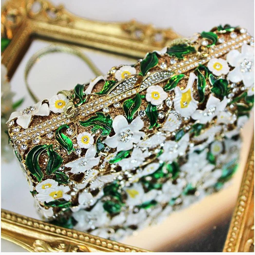 Luxury Flower Green Clutch - Zoha Los Angeles