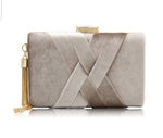 Beige Velvet Clutch - Zoha Los Angeles