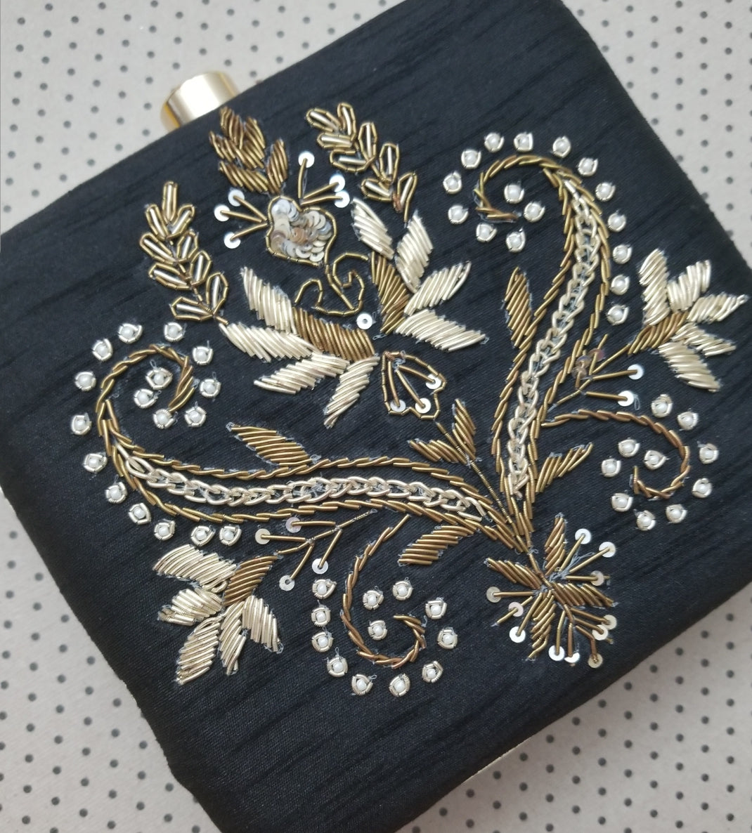 Black Embroidered Clutch - Zoha Los Angeles