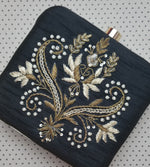 Black Embroidered Clutch - Zoha Los Angeles