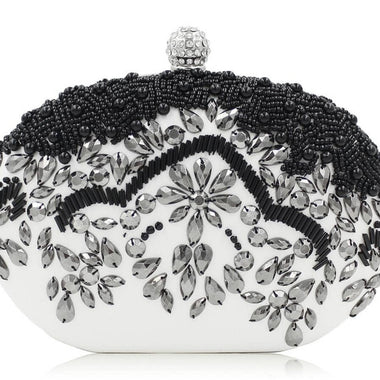 White Clutch with Black Beads - Zoha Los Angeles