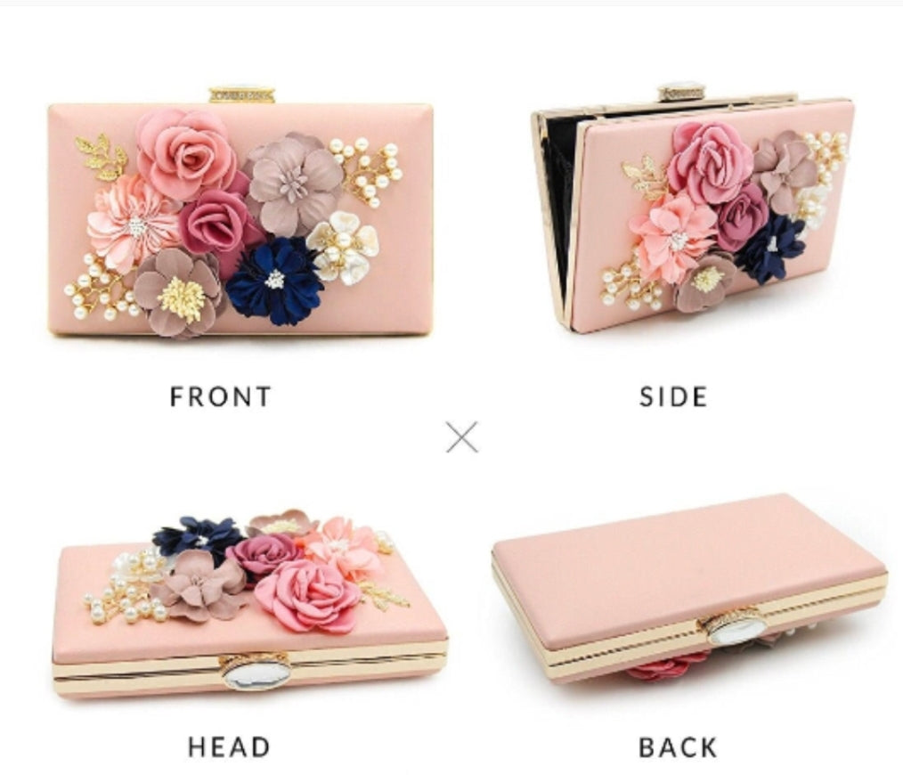 Pink Flower Clutch - Zoha Los Angeles