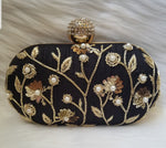 Black Embroidered Clutch - Zoha Los Angeles